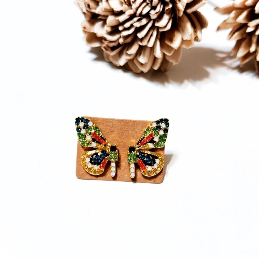 Butterfly stud earrings M132 - Picture 2 of 7